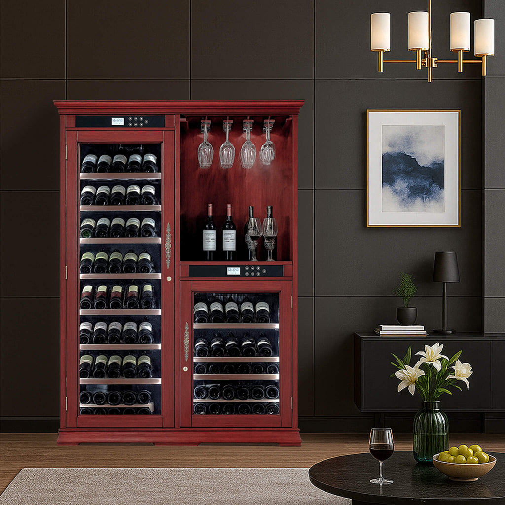 Nuvia 158-Bottle Wooden Wine Cooler Cabinet With Adjustable Temperature And Vacuum Insulation Doors (SAK91827) – SAKSBY WHOLE