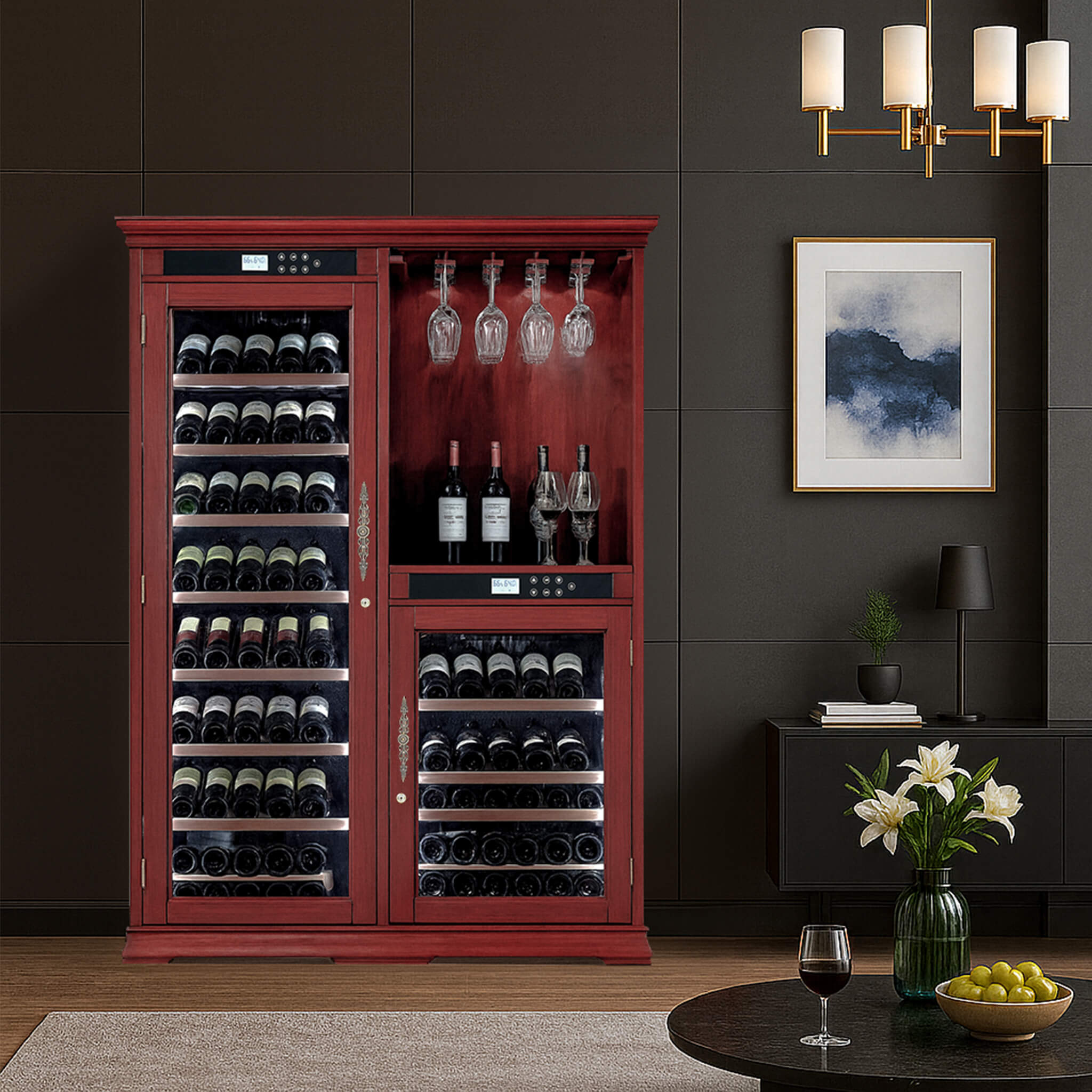 Nuvia 158-Bottle Wooden Wine Cooler Cabinet With Adjustable Temperature And Vacuum Insulation Doors (SAK91827) – SAKSBY WHOLE