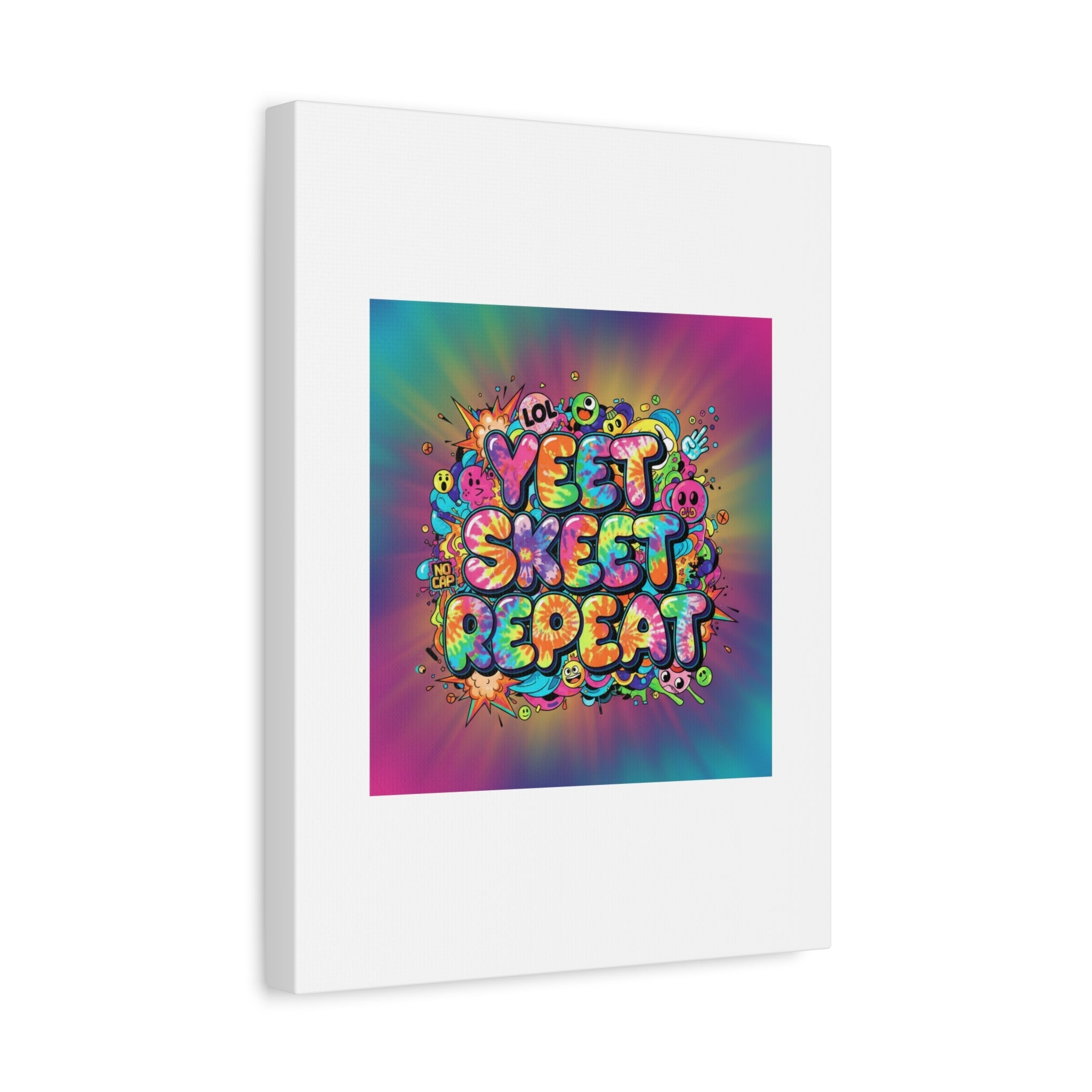 Yeet Skeet Repeat Canvas | Slogan & Glitch Graphic, Meme Phrase Wall Art