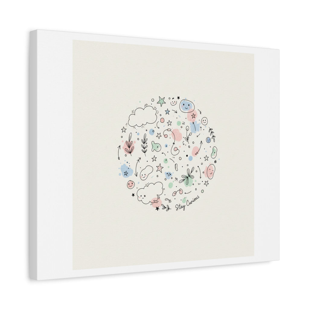 Doodle Circle Line Drawing Matte Canvas, Hand-Drawn Sketch Art