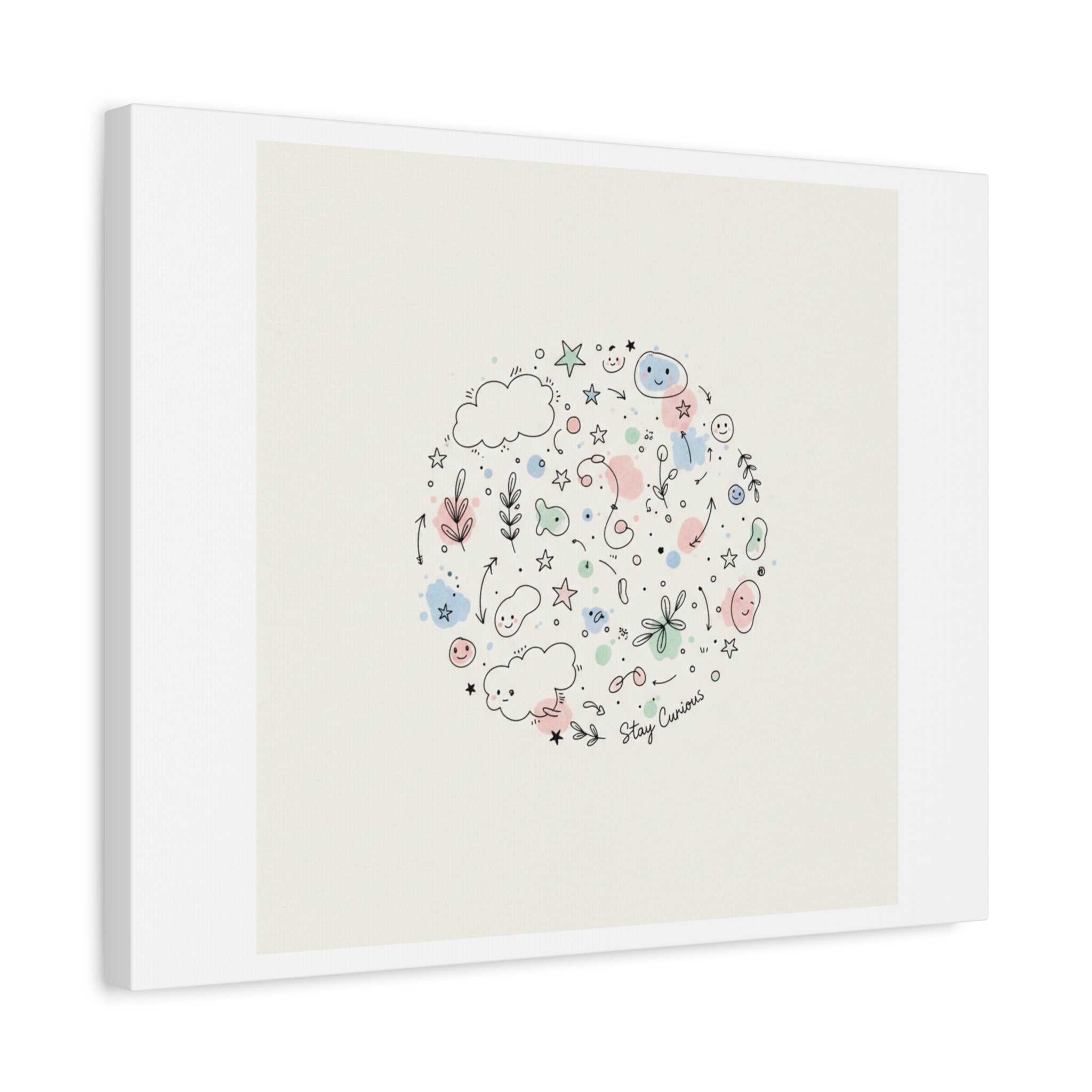 Doodle Circle Line Drawing Matte Canvas, Hand-Drawn Sketch Art