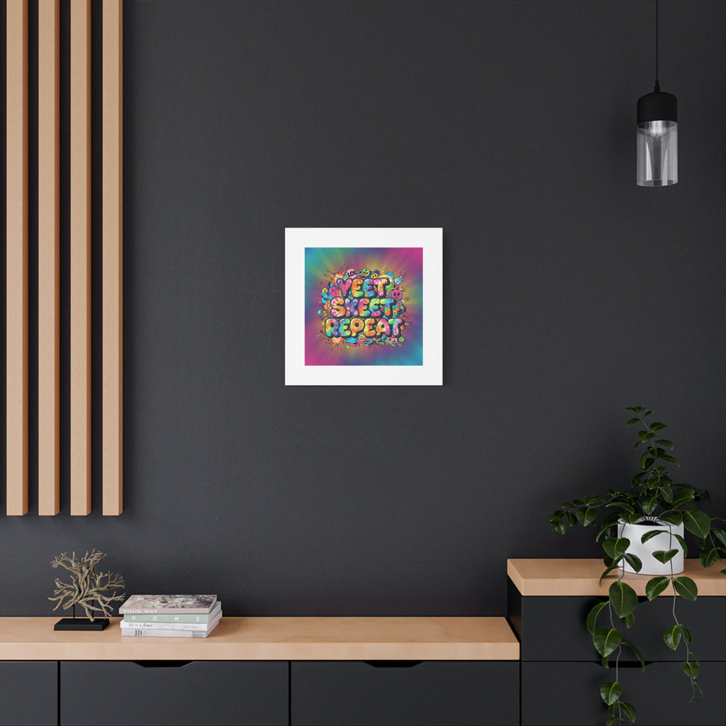 Yeet Skeet Repeat Canvas | Slogan & Glitch Graphic, Meme Phrase Wall Art