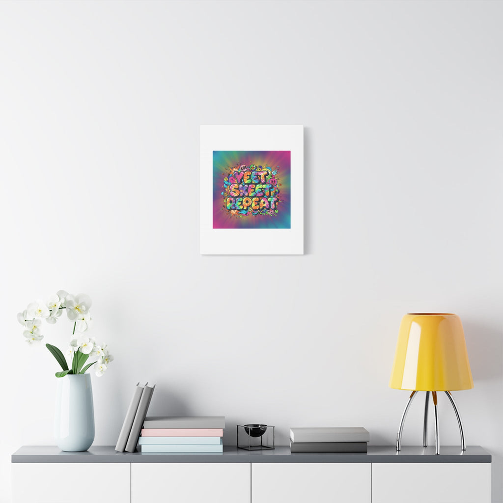 Yeet Skeet Repeat Canvas | Slogan & Glitch Graphic, Meme Phrase Wall Art
