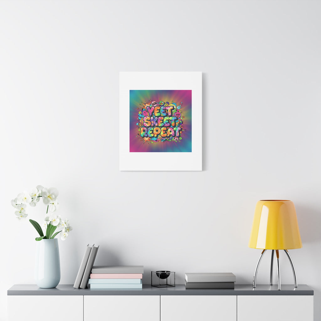 Yeet Skeet Repeat Canvas | Slogan & Glitch Graphic, Meme Phrase Wall Art