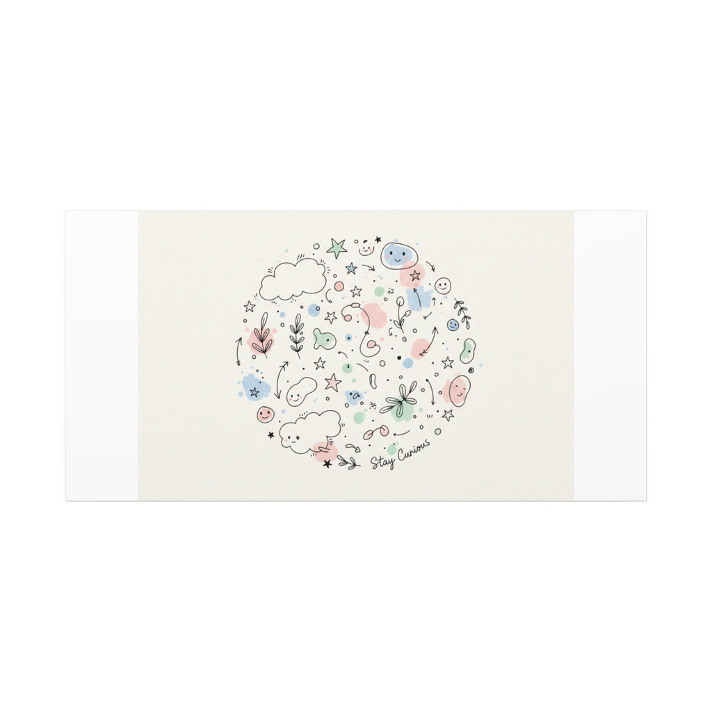 Doodle Circle Line Drawing Matte Canvas, Hand-Drawn Sketch Art