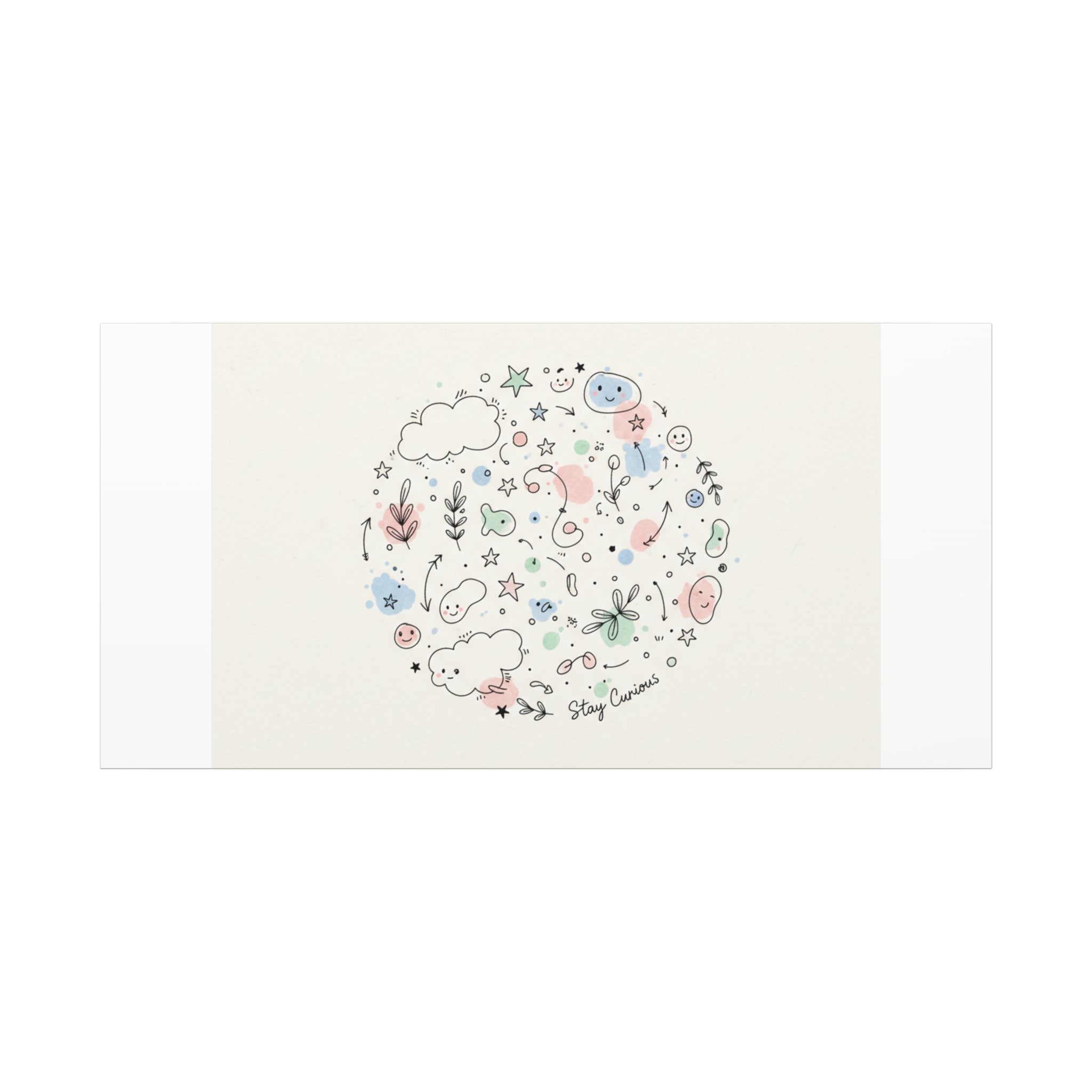 Doodle Circle Line Drawing Matte Canvas, Hand-Drawn Sketch Art