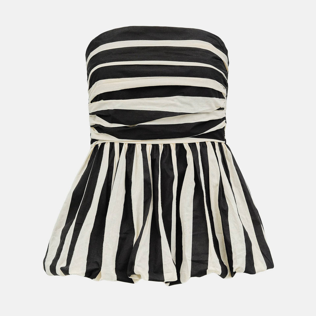 Pretty Little Patriot Pretty Little Patriot Black & White Striped Bubble Tube Top — product category context