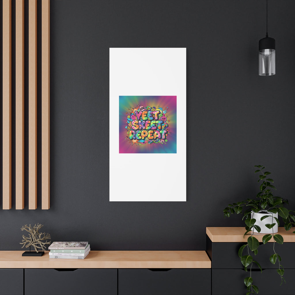 Yeet Skeet Repeat Canvas | Slogan & Glitch Graphic, Meme Phrase Wall Art
