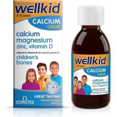 Vitabiotics Wellkid Calcium Liquid Şurup 150 ml - Calcium Supplement for Children with Vitamin D3