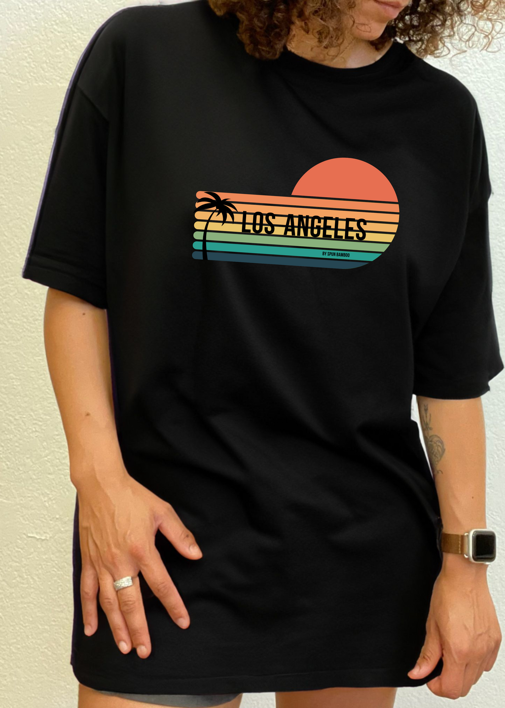 Spun Bamboo Los Angeles Spun Bamboo Unisex Bamboo Viscose/Organic Cotton Short Sleeve Graphic T-Shirt — back view