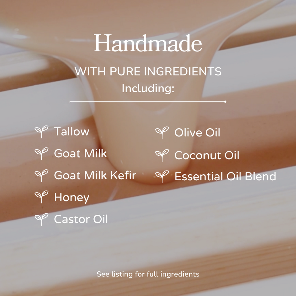 Pretty farm girl Pink Salt + Grapefruit Cleansing Bar Handmade Tallow and Goat Milk Soap Bar — side view