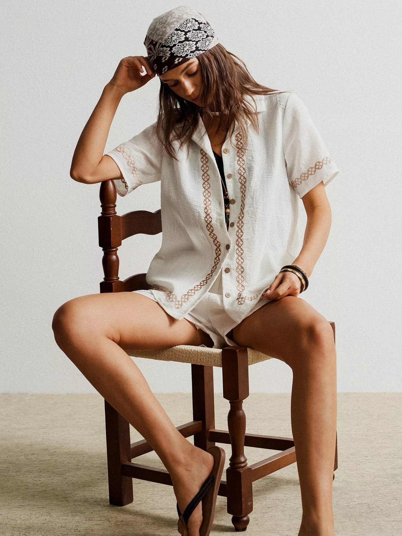 Button Up Short Sleeve Shirt and Shorts Set