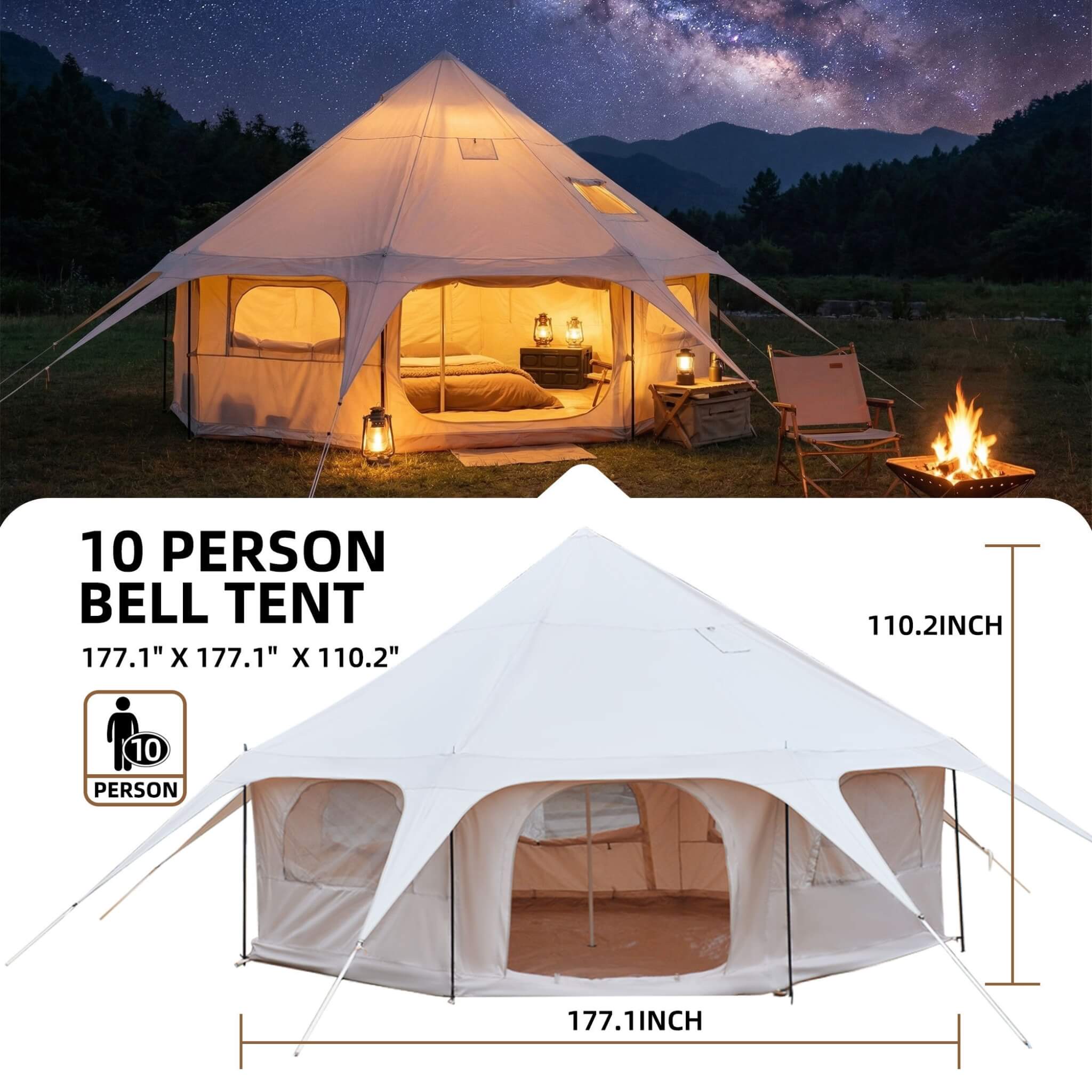 Large 15FT 600D Oxford Bell Tent With Stove Jack For Glamping And Camping (SAK10987) – SAKSBY WHOLESALE, view 8
