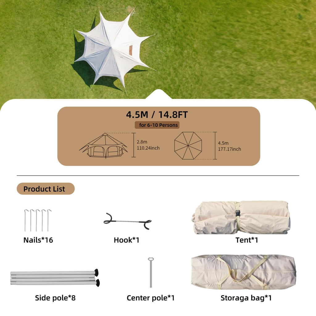 Large 15FT 600D Oxford Bell Tent With Stove Jack For Glamping And Camping (SAK10987) – SAKSBY WHOLESALE, view 3