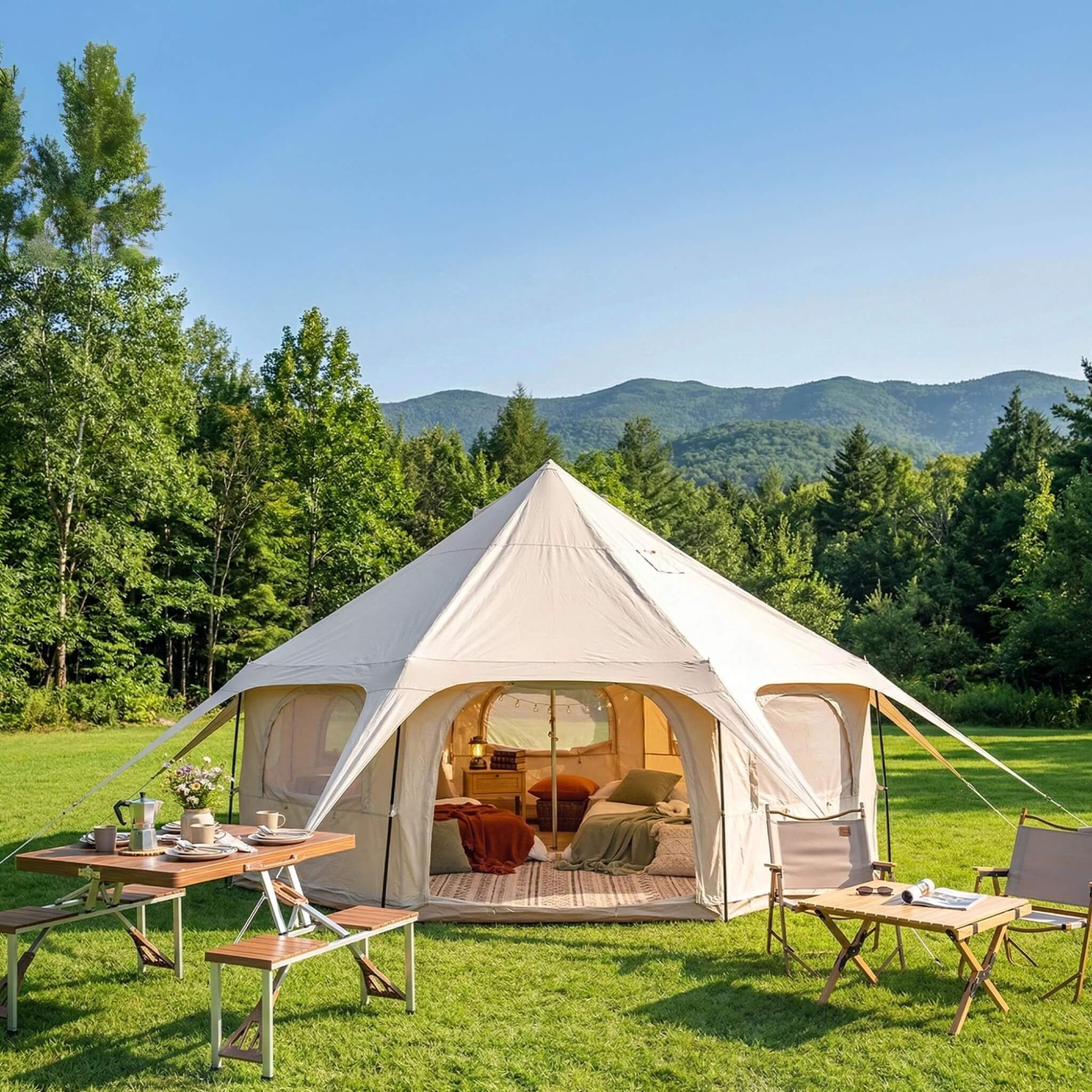 Large 15FT 600D Oxford Bell Tent With Stove Jack For Glamping And Camping (SAK10987) – SAKSBY WHOLESALE, view 9