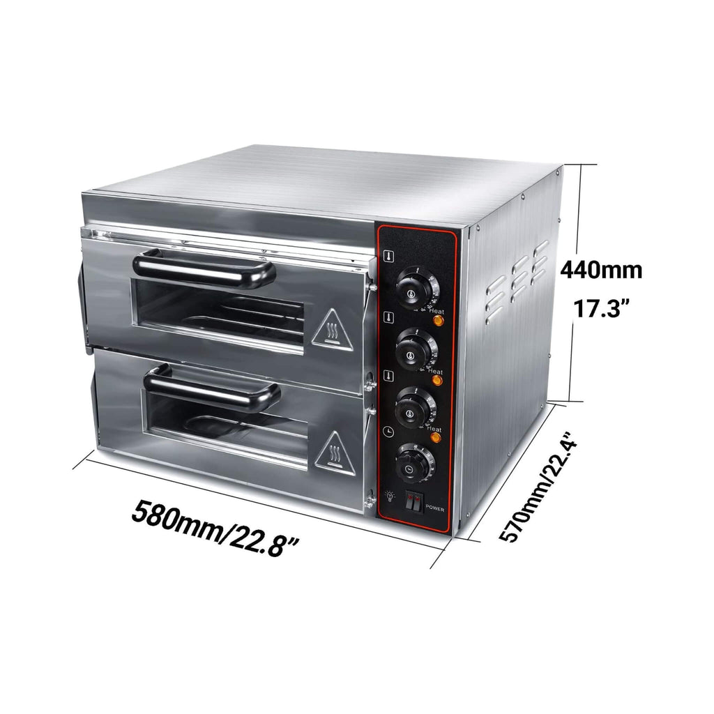 16-Inch Commercial Stainless Steel Double Deck 3000W 110V Electric Pizza Oven (SAK85429) – SAKSBY WHOLESALE, view 7