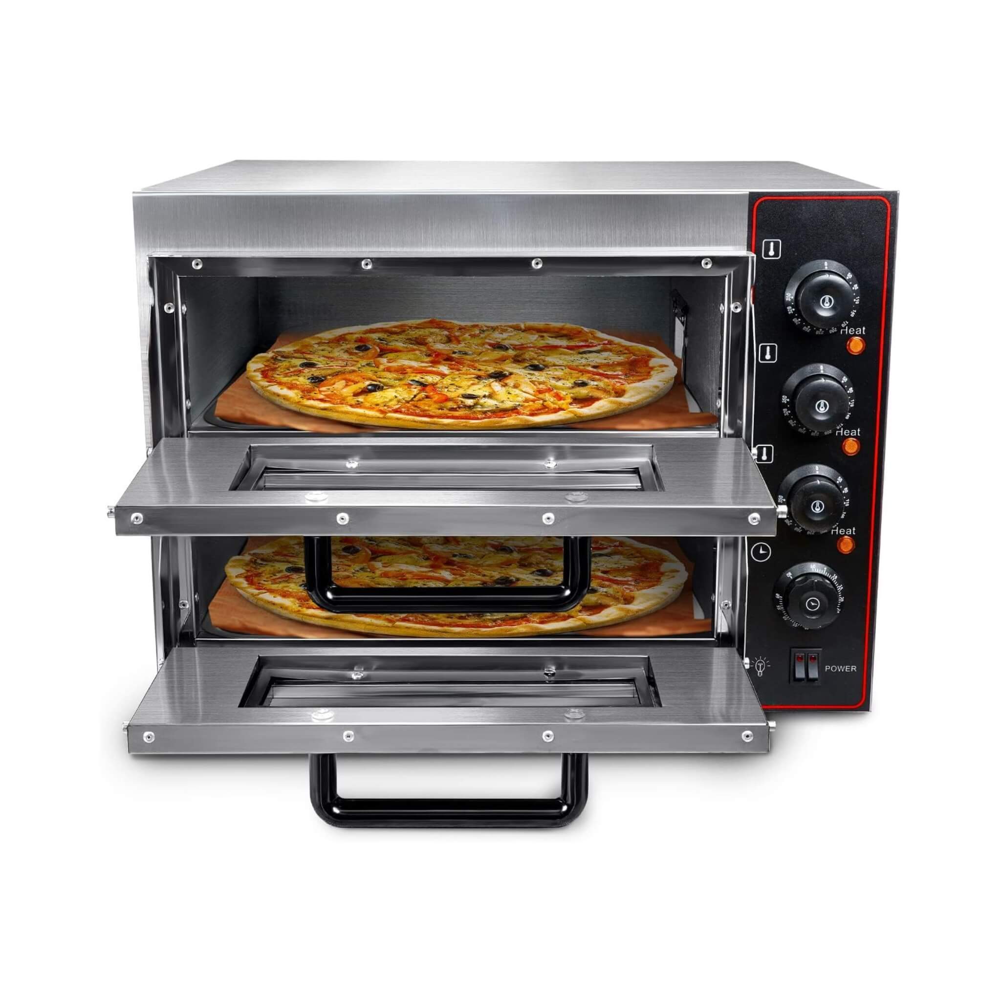16-Inch Commercial Stainless Steel Double Deck 3000W 110V Electric Pizza Oven (SAK85429) – SAKSBY WHOLESALE, view 6