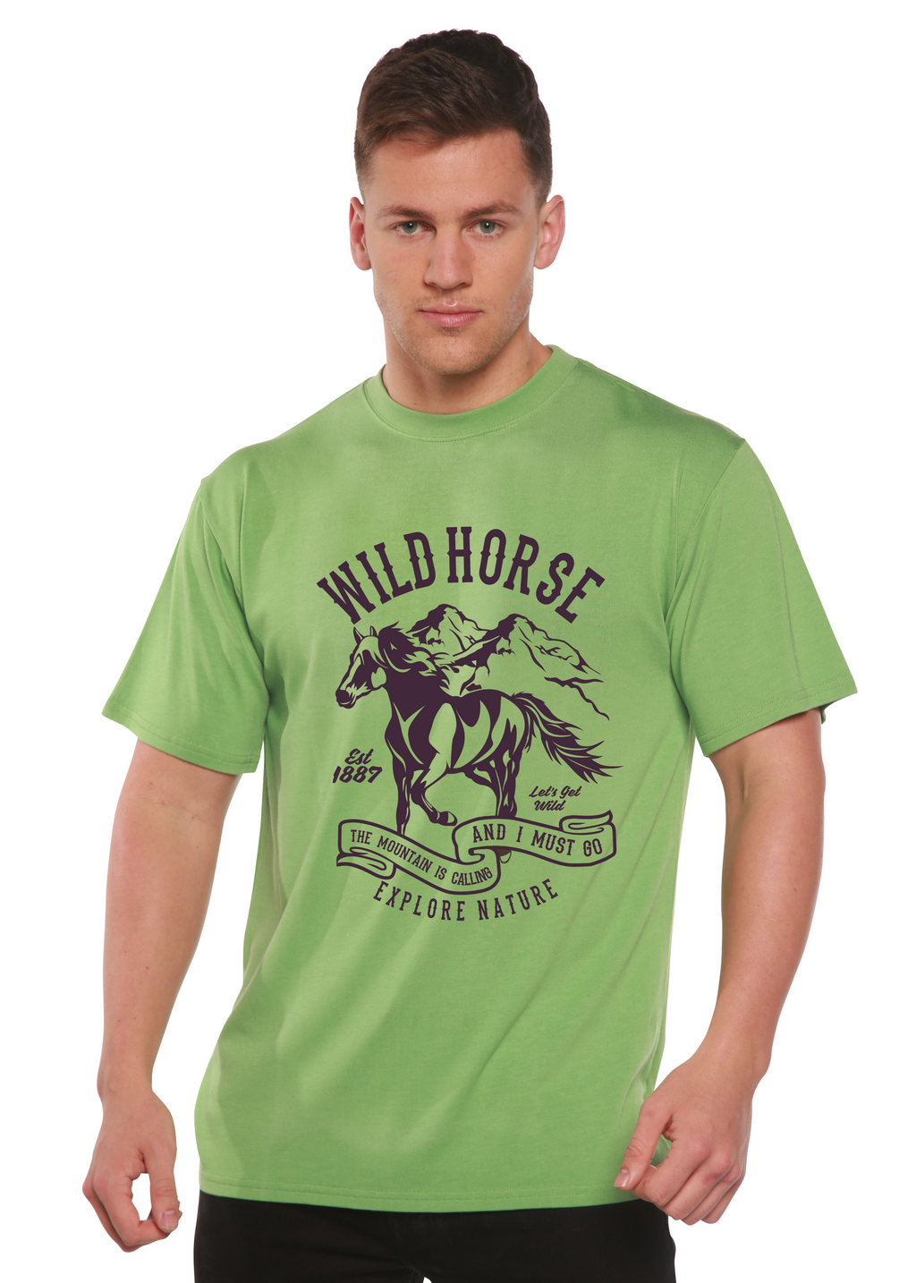 Spun Bamboo Wild Horse Spun Bamboo® Men's Bamboo Viscose/Organic Cotton Short Sleeve Graphic T-Shirt — lifestyle context