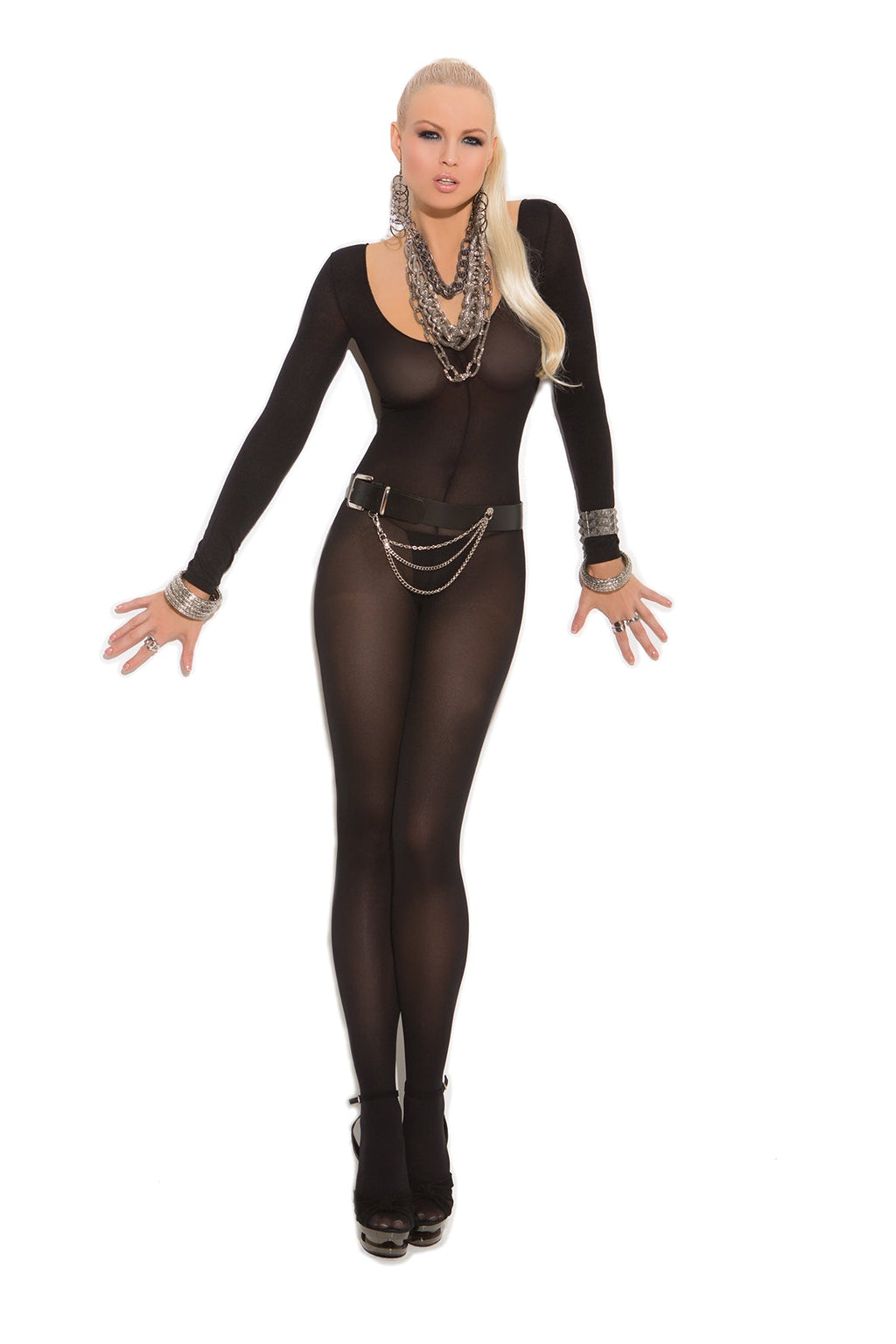 Love Spark Cove | Intimate Apparel, Pleasure Shop & Free Shipping Opaque Long Sleeve Bodystocking With Open Crotch — main pro