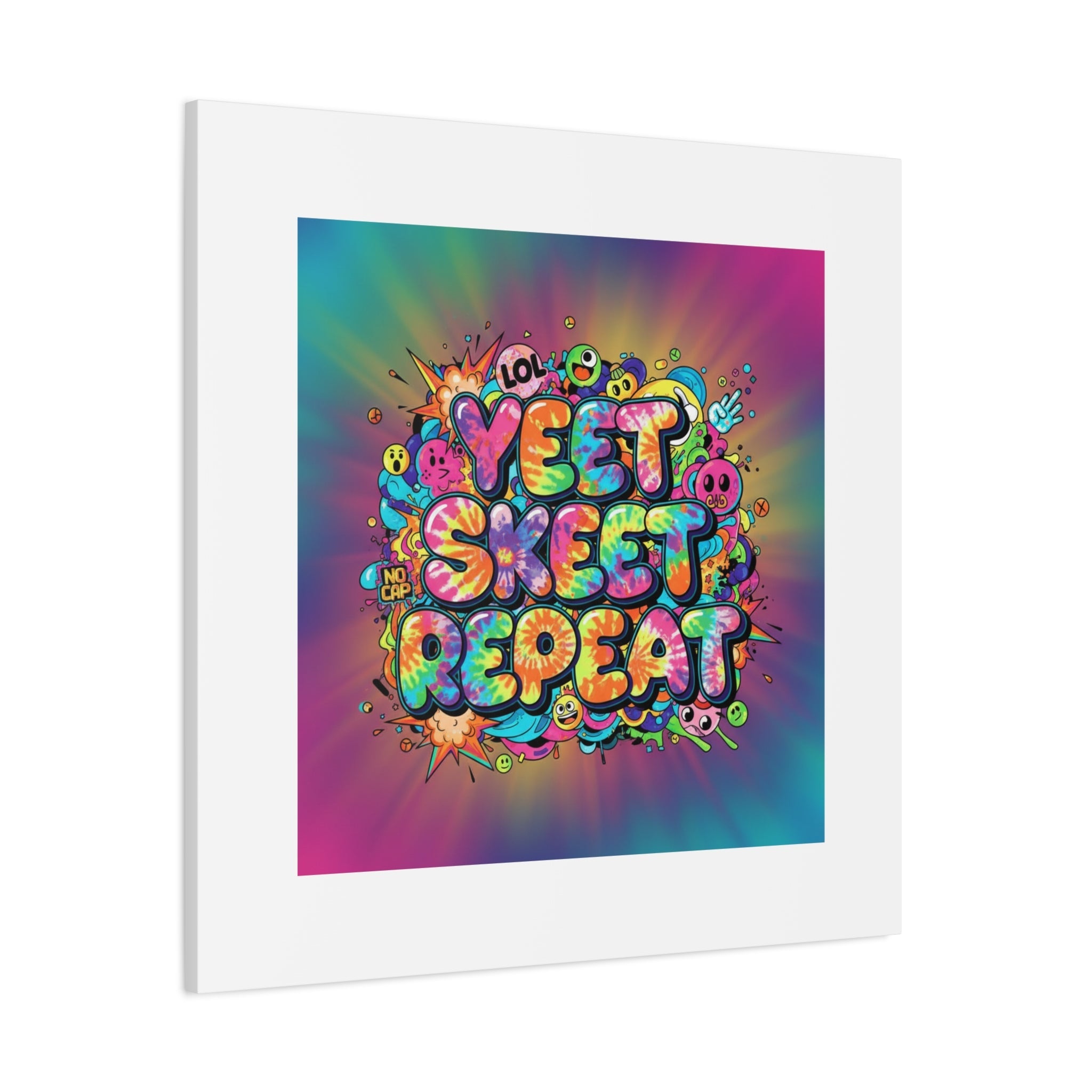 Yeet Skeet Repeat Canvas | Slogan & Glitch Graphic, Meme Phrase Wall Art