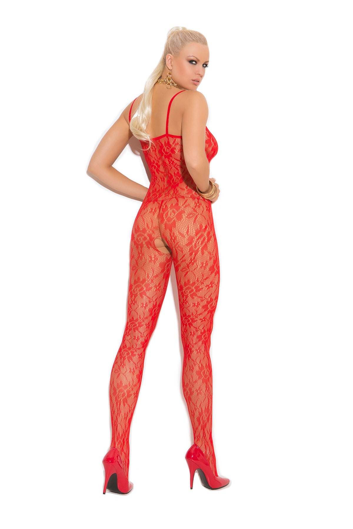 Love Spark Cove | Intimate Apparel, Pleasure Shop & Free Shipping Rose Lace Bodystocking With Open Crotch — side view