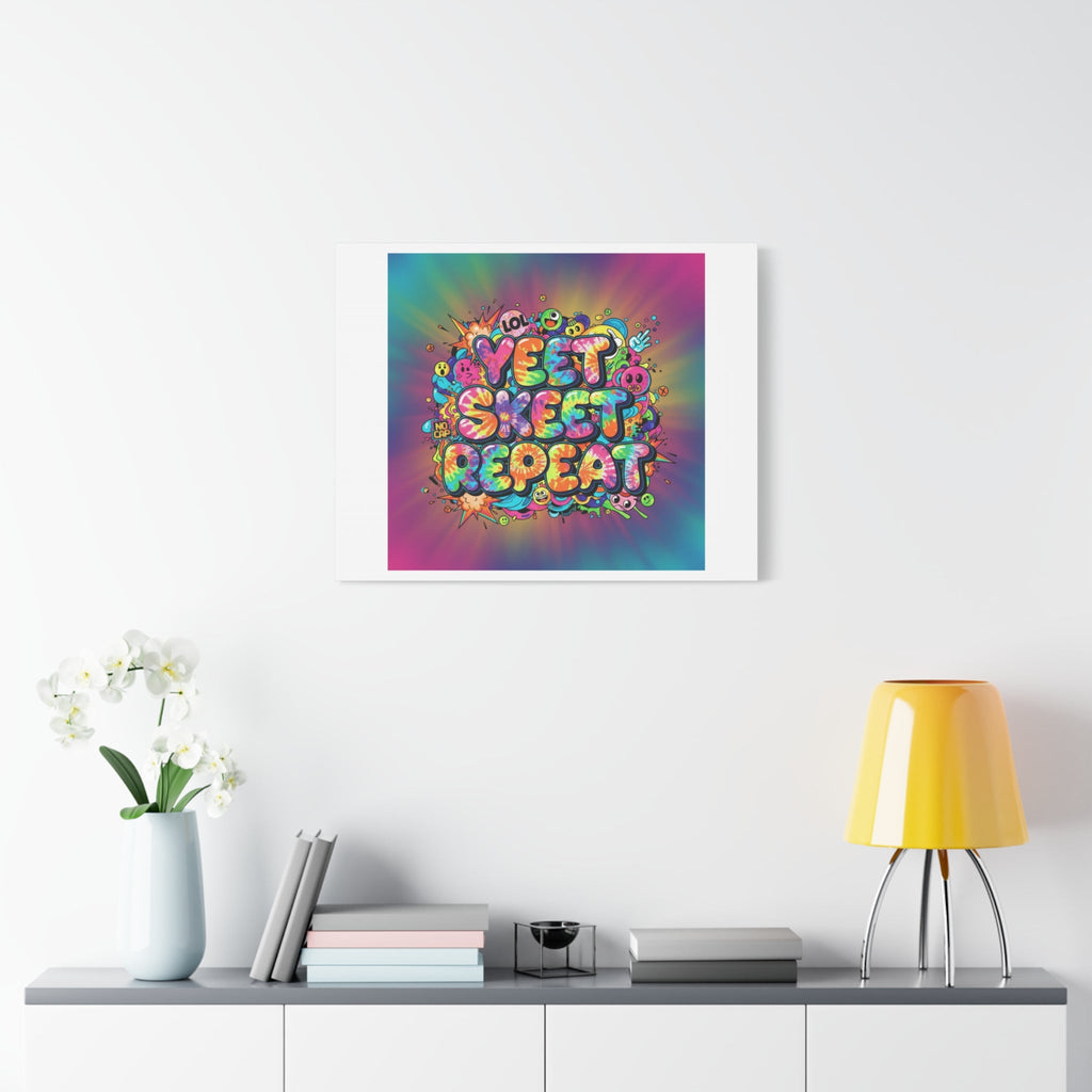 Yeet Skeet Repeat Canvas | Slogan & Glitch Graphic, Meme Phrase Wall Art