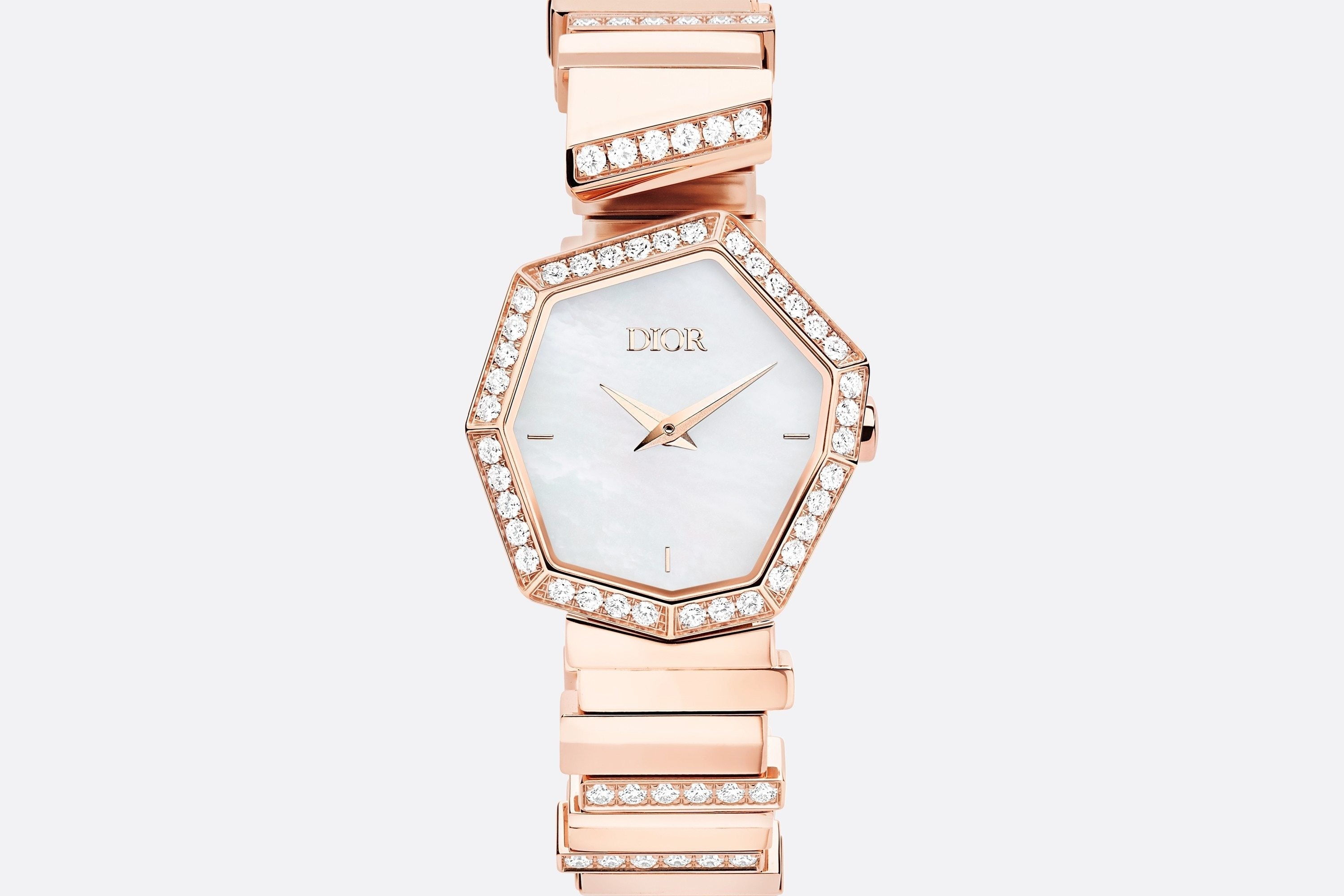 Rose Gold, Diamonds and White Mother-of-pearl GEM DIOR • Ø 27 mm, Quartz Movement