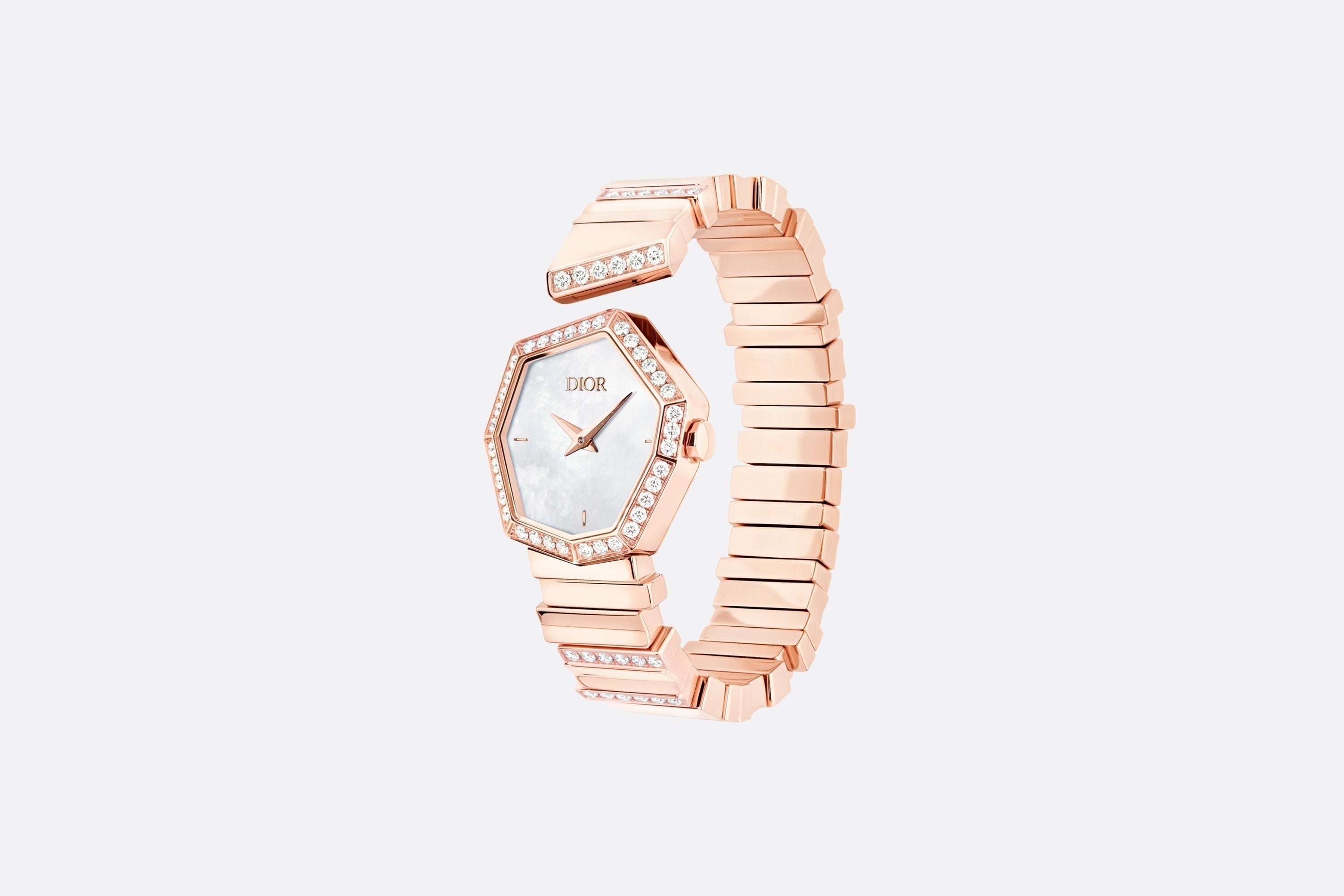 Rose Gold, Diamonds and White Mother-of-pearl GEM DIOR • Ø 27 mm, Quartz Movement