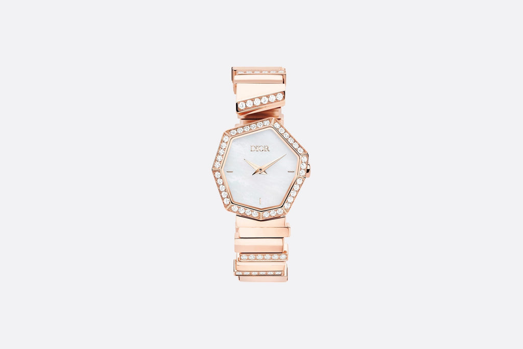 Rose Gold, Diamonds and White Mother-of-pearl GEM DIOR • Ø 27 mm, Quartz Movement