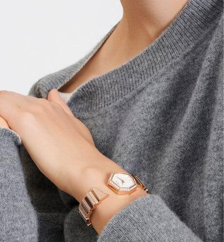 Rose Gold, Diamonds and White Mother-of-pearl GEM DIOR • Ø 27 mm, Quartz Movement