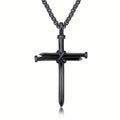 SORI STYLE Men’s Steel Cross Pendant Necklace — back view