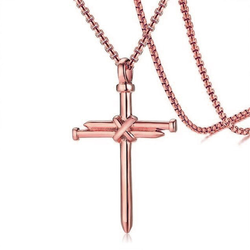 SORI STYLE Men’s Steel Cross Pendant Necklace — lifestyle context