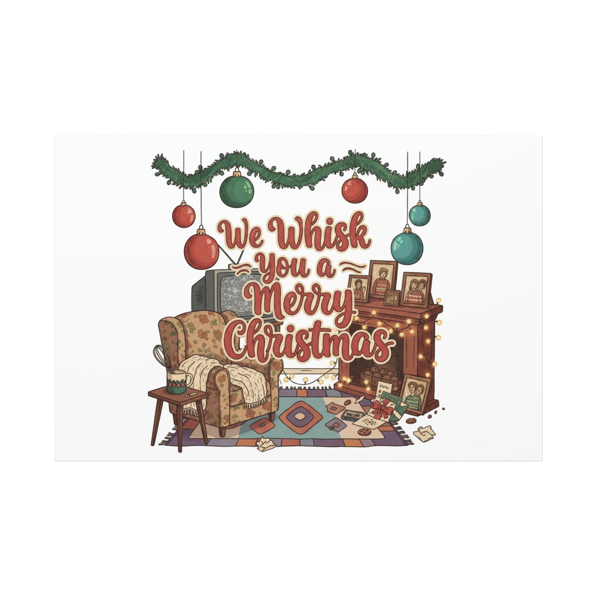 We Whisk You a Merry Christmas Canvas | Retro Christmas Decor, Vintage Holiday Print
