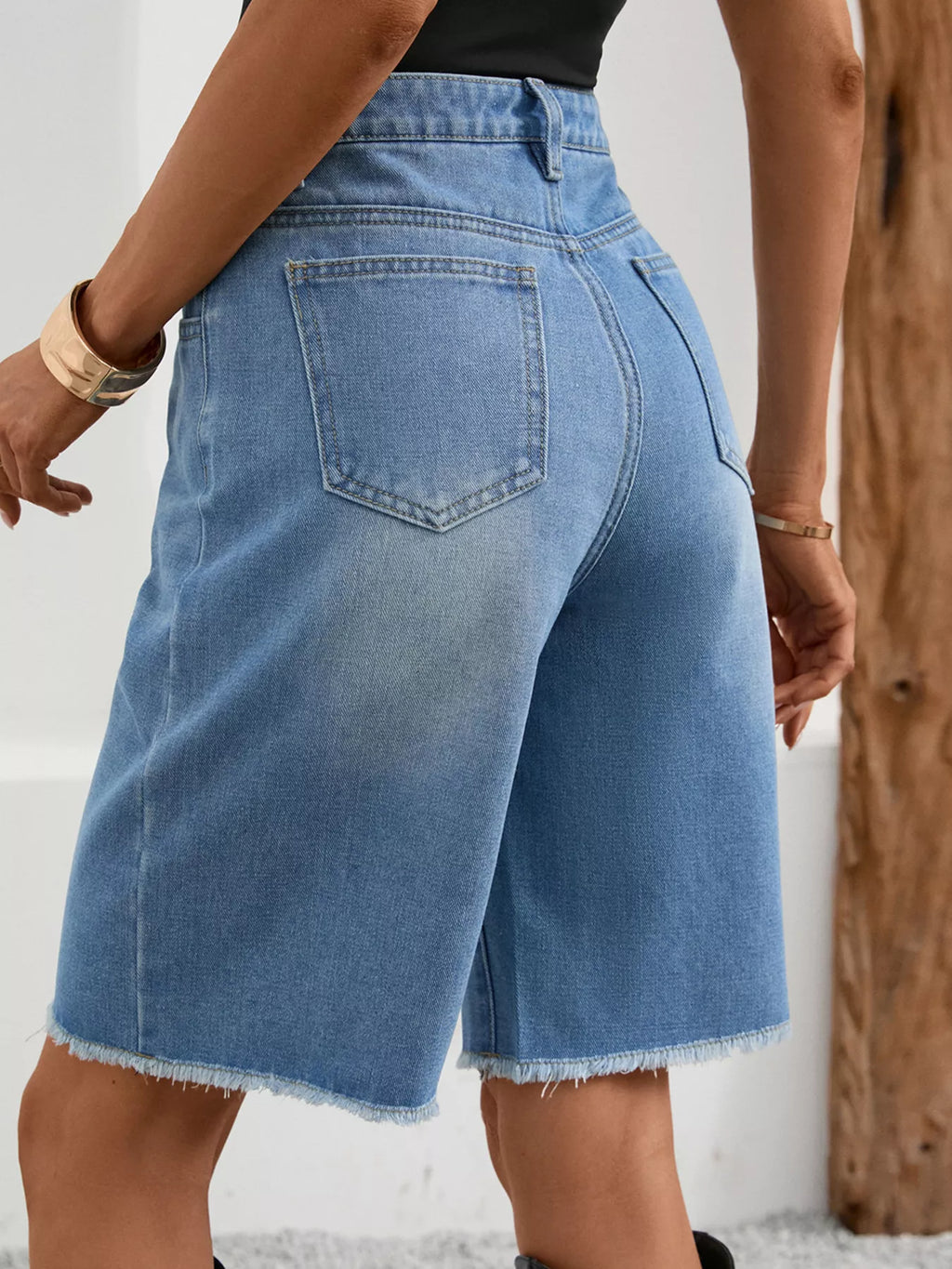 Ripped Frayed Hem Denim Shorts