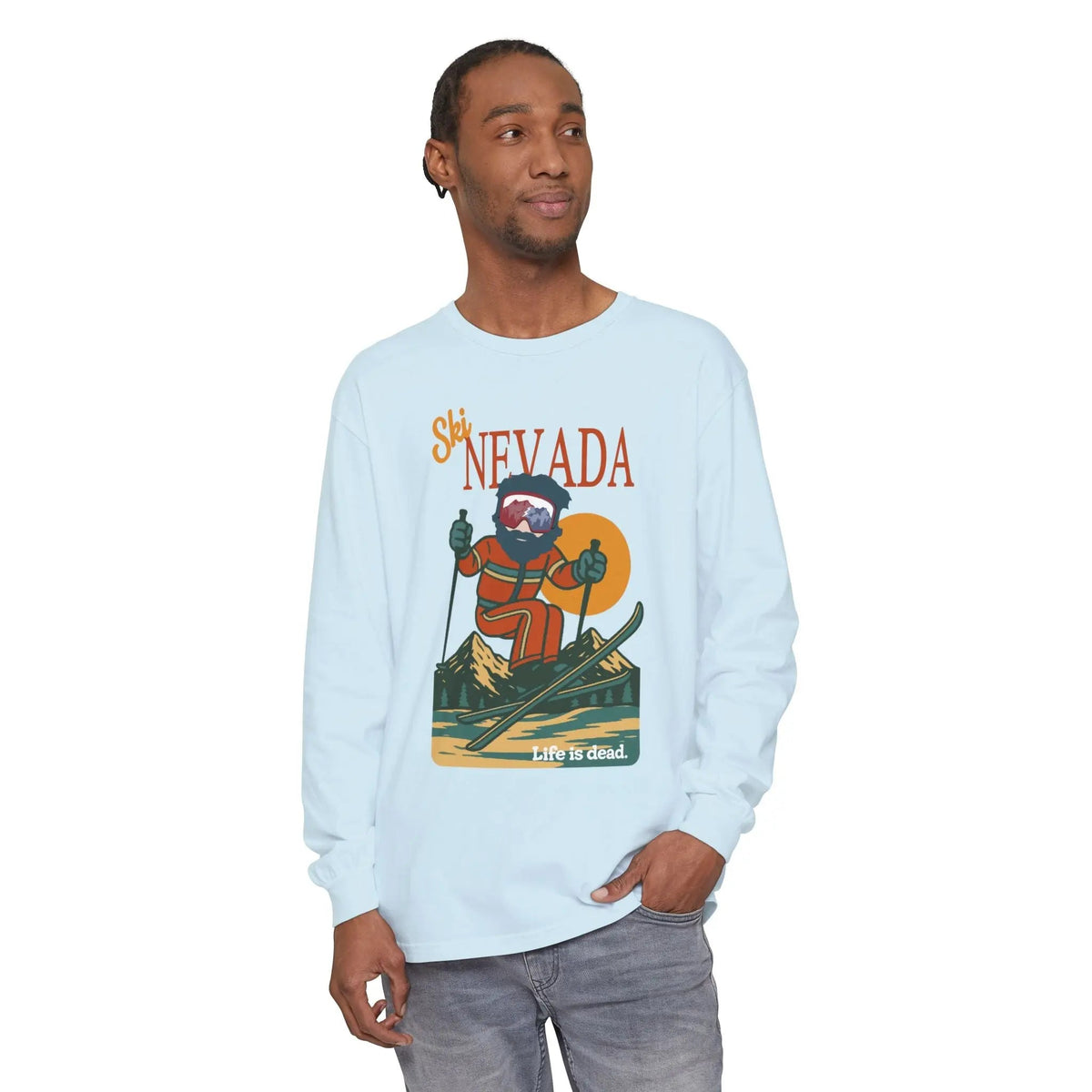 Ski Nevada - Life is Dead Mountain Collection Garment-Dyed Long Sleeve T-Shirt