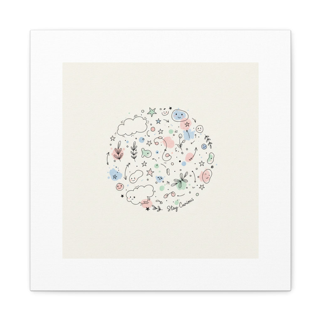 Doodle Circle Line Drawing Matte Canvas, Hand-Drawn Sketch Art