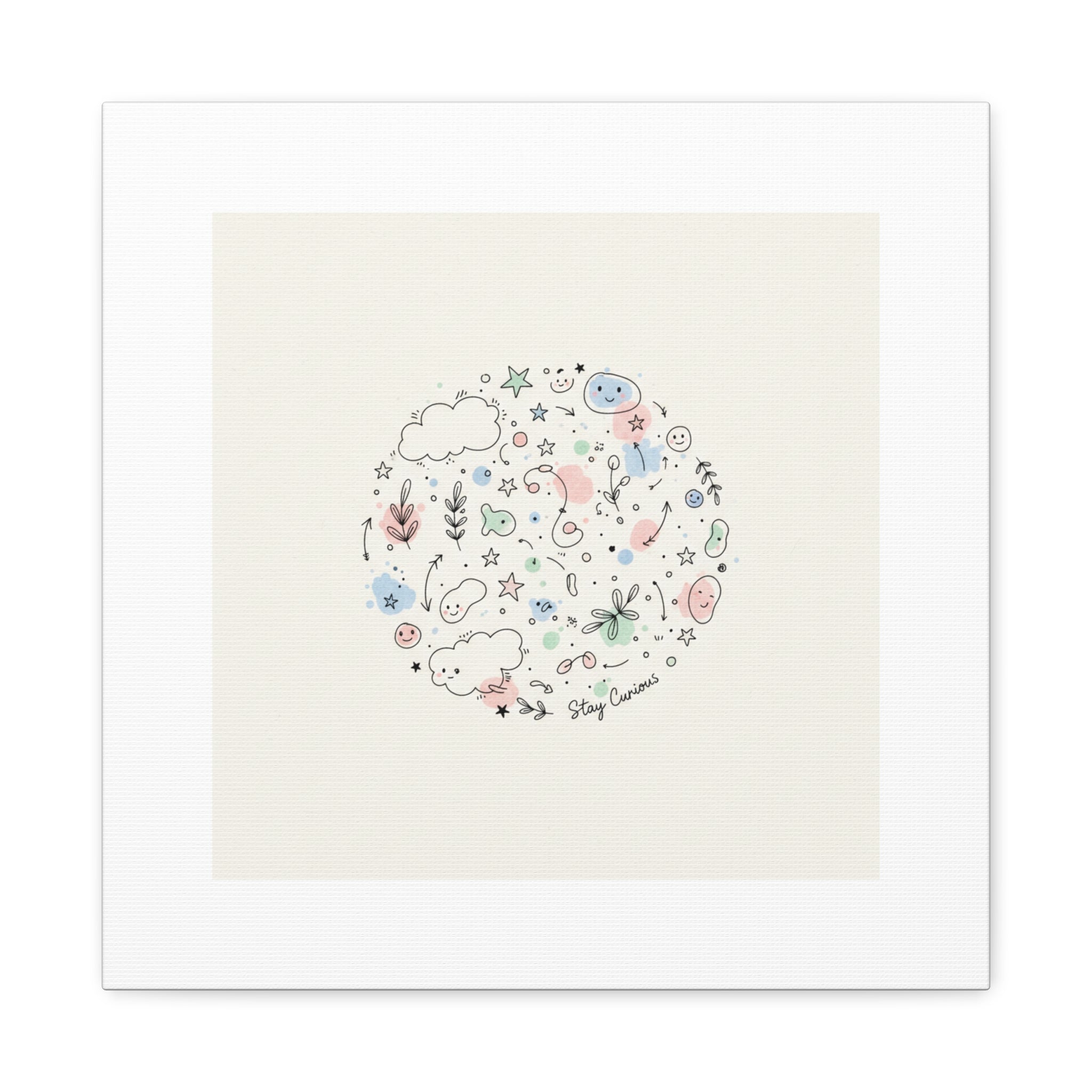 Doodle Circle Line Drawing Matte Canvas, Hand-Drawn Sketch Art