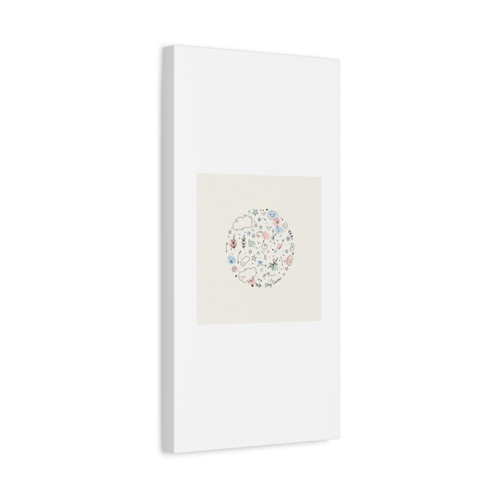 Doodle Circle Line Drawing Matte Canvas, Hand-Drawn Sketch Art