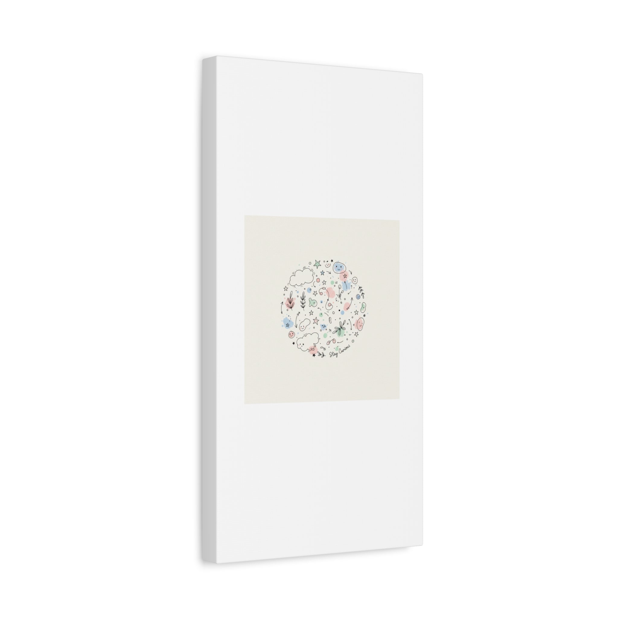 Doodle Circle Line Drawing Matte Canvas, Hand-Drawn Sketch Art