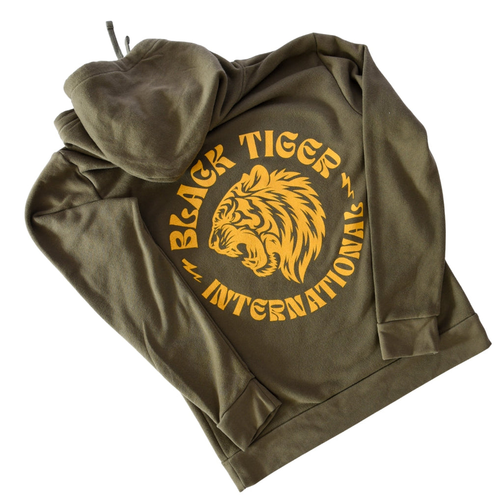 Black Tiger International Attack Tiger Logo Hoodie OG Green — lifestyle context