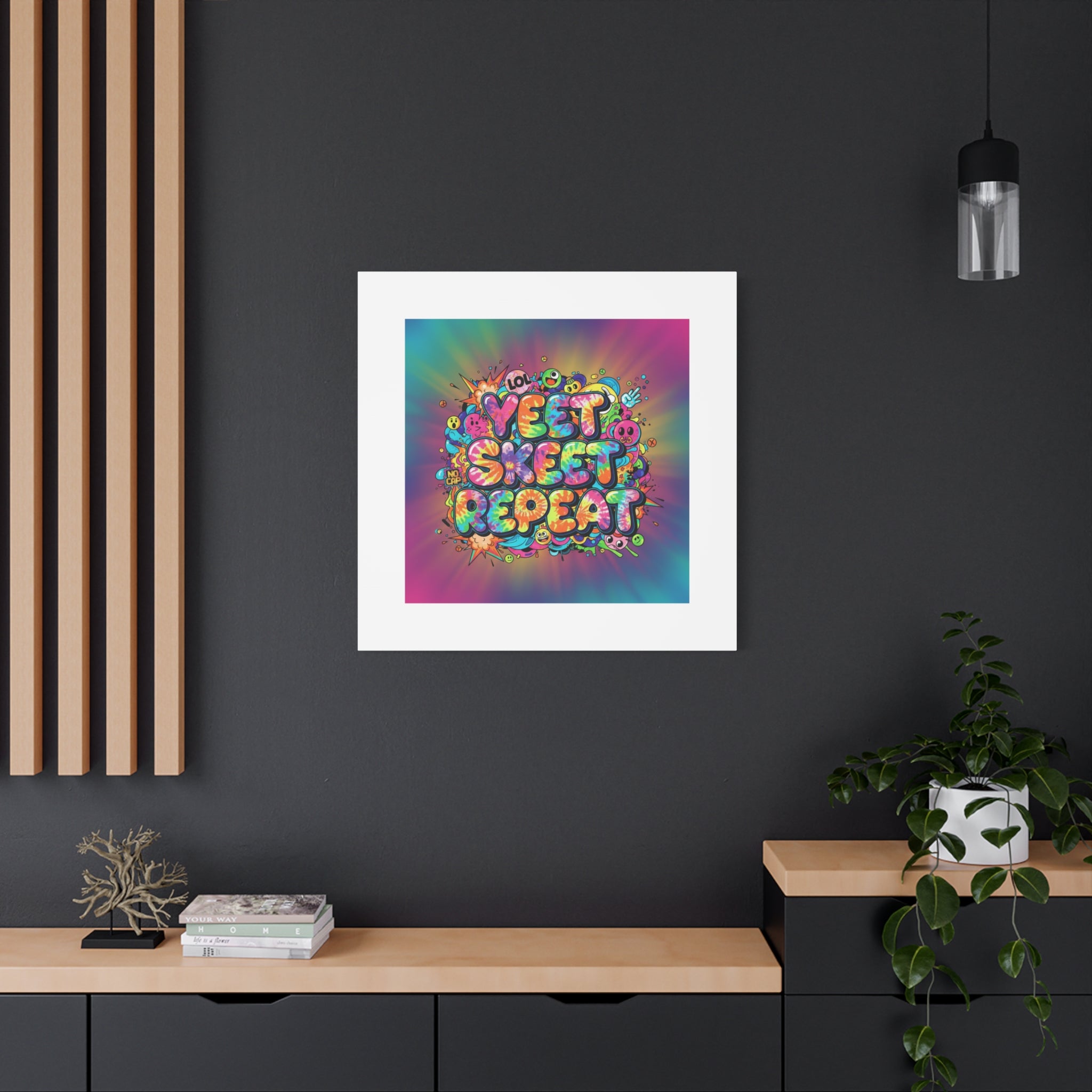 Yeet Skeet Repeat Canvas | Slogan & Glitch Graphic, Meme Phrase Wall Art