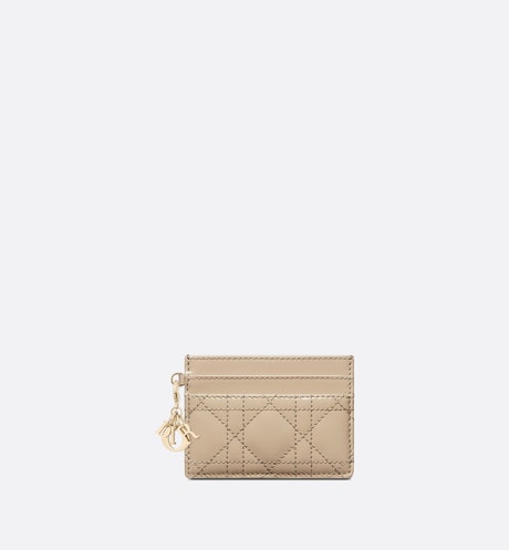 Lady Dior Five-Slot Card Holder • Sand-Colored Patent Cannage Calfskin