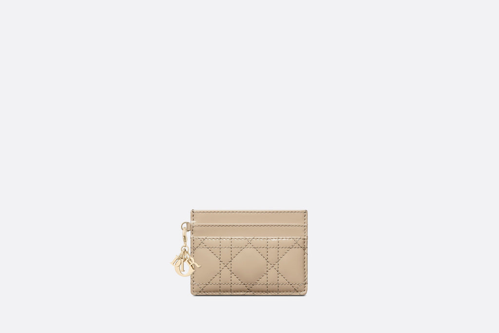 Lady Dior Five-Slot Card Holder • Sand-Colored Patent Cannage Calfskin