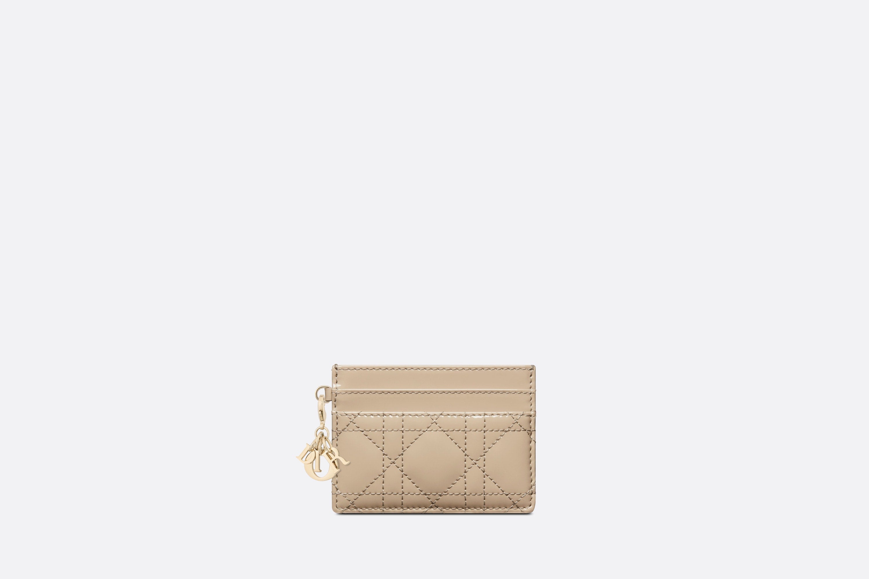 Lady Dior Five-Slot Card Holder • Sand-Colored Patent Cannage Calfskin