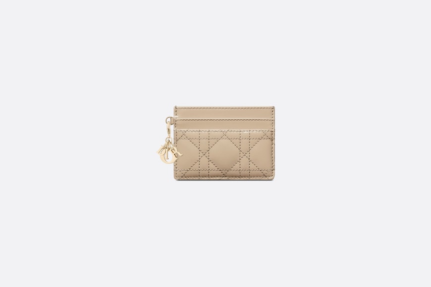 Lady Dior Five-Slot Card Holder • Sand-Colored Patent Cannage Calfskin