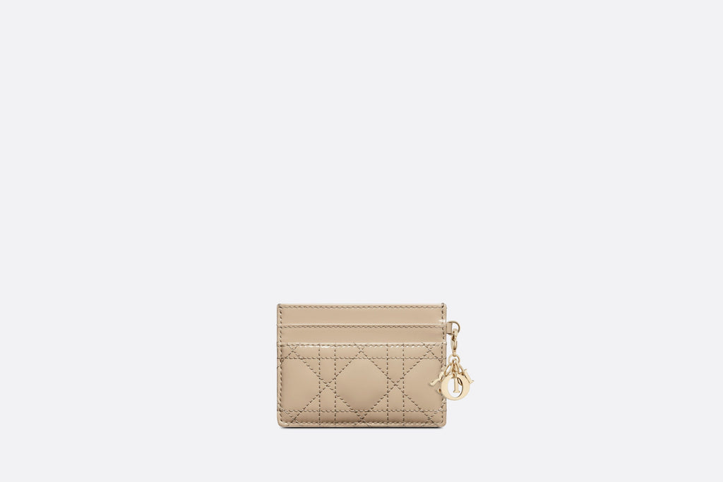 Lady Dior Five-Slot Card Holder • Sand-Colored Patent Cannage Calfskin