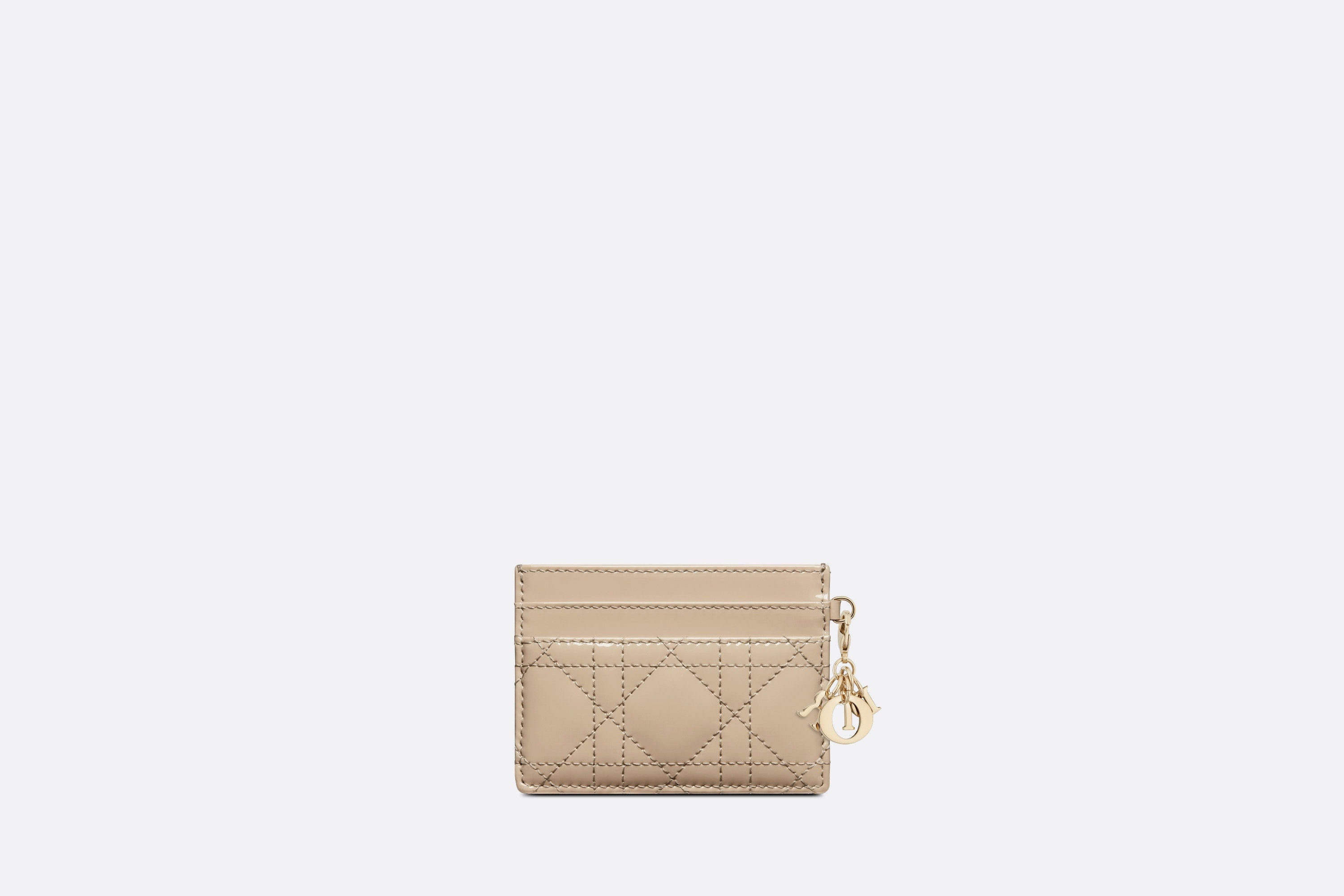 Lady Dior Five-Slot Card Holder • Sand-Colored Patent Cannage Calfskin