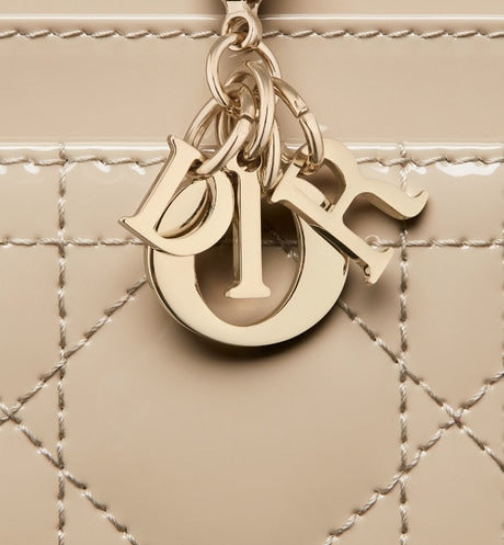 Lady Dior Five-Slot Card Holder • Sand-Colored Patent Cannage Calfskin