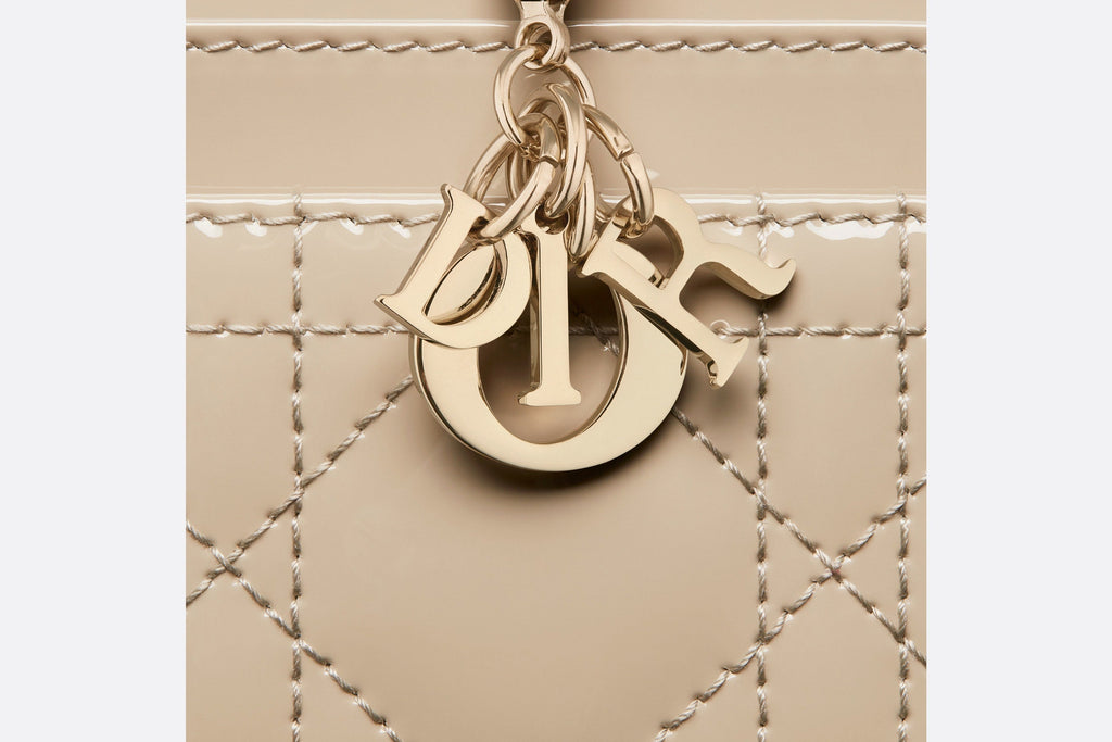 Lady Dior Five-Slot Card Holder • Sand-Colored Patent Cannage Calfskin