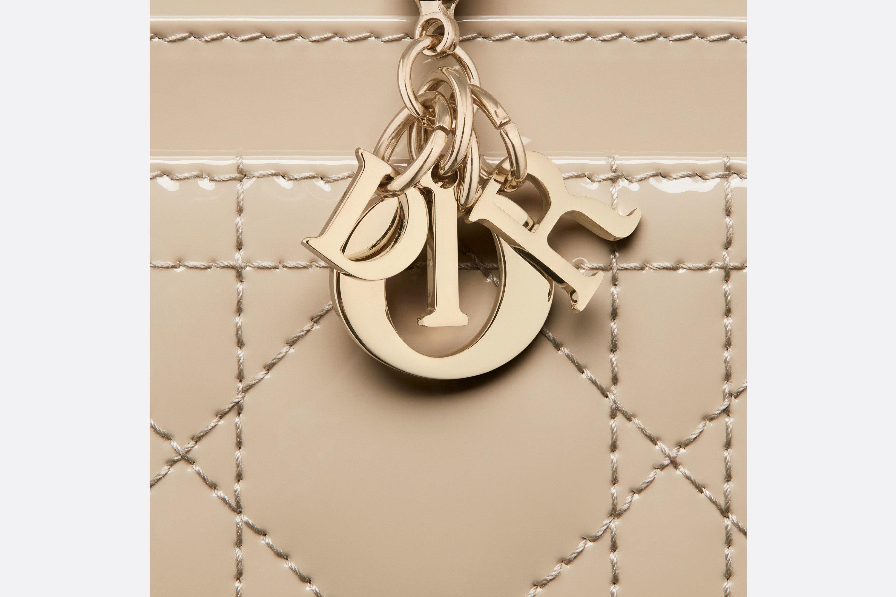 Lady Dior Five-Slot Card Holder • Sand-Colored Patent Cannage Calfskin